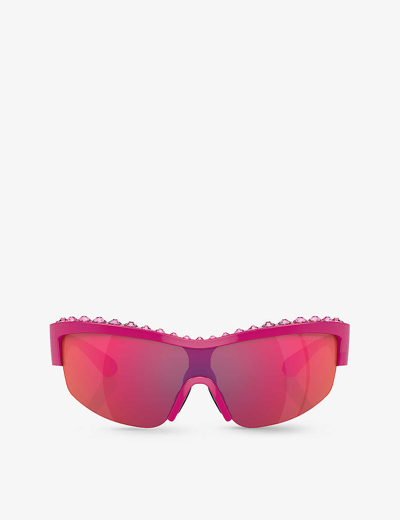Swarovski Womens Pink Sk6014 Rectangle-frame Gem-embellished Acetate Sunglasses In Pink