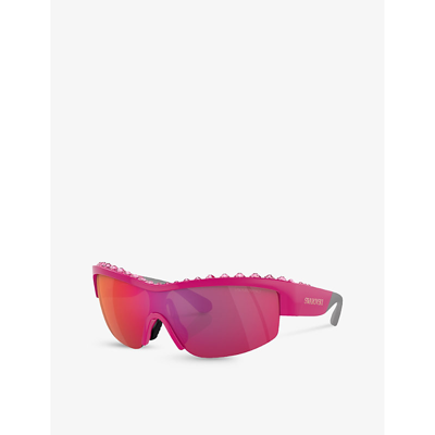 Swarovski Womens Pink Sk6014 Rectangle-frame Gem-embellished Acetate Sunglasses In Pink