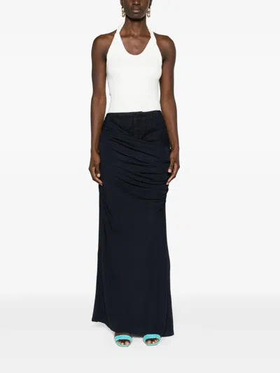 Christopher Esber Wrapped Denim Column Skirt In Ink In Blue