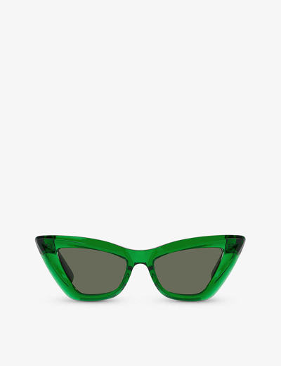 Shop Bottega Veneta Women's Green Bv1101s Cat-eye Acetate Sunglasses