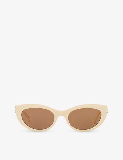 Saint Laurent Womens White Slm115 Oval-frame Acetate Sunglasses In White