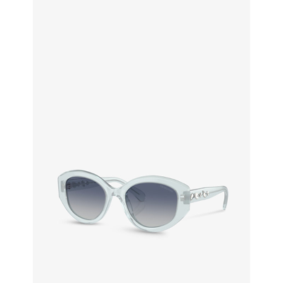 Shop Swarovski Womens Blue Sk6005 Oval-frame Acetate Sunglasses