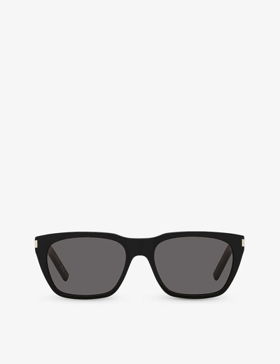 Shop Saint Laurent Women's Black Sl598 Rectangle-frame Acetate Sunglasses