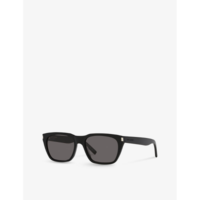 Shop Saint Laurent Women's Black Sl598 Rectangle-frame Acetate Sunglasses