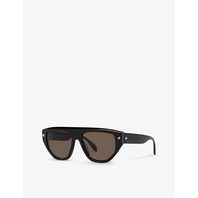 Shop Alexander Mcqueen Women's Black Am0408s Square-frame Acetate Sunglasses