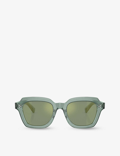 Shop Oliver Peoples Women's Green Ov5526su Kienna Square-frame Acetate Sunglasses