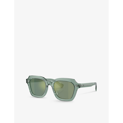 Shop Oliver Peoples Women's Green Ov5526su Kienna Square-frame Acetate Sunglasses