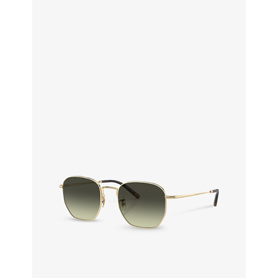 Shop Oliver Peoples Women's Gold Ov1331s Kierney Hexagonal-frame Metal Sunglasses