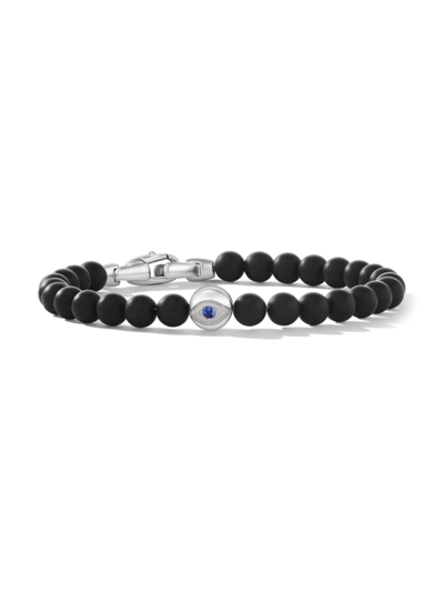 Shop David Yurman Men's Spiritual Beads Evil Eye Bracelet In Sterling Silver In Black Onyx