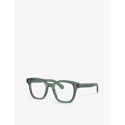 Shop Oliver Peoples Men's Green Ov5525u Square-frame Acetate Optical Glasses
