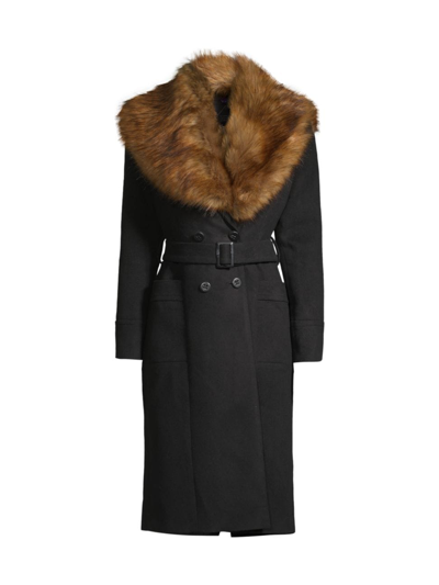 Shop Undra Celeste Women's The Wonder Faux Fur Wool Coat In Black