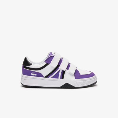 Shop Lacoste Kids' L001 Branded Sneakers In Purple