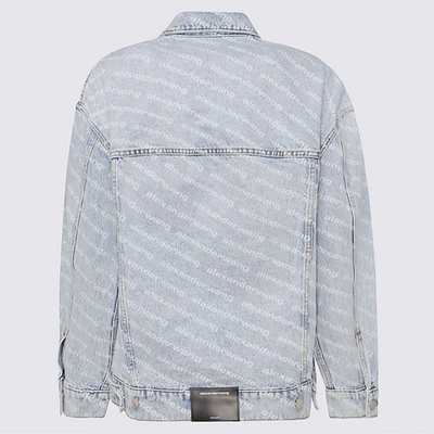 Shop Alexander Wang Light Blue Cotton Casual Jacket In Pebble Bleach