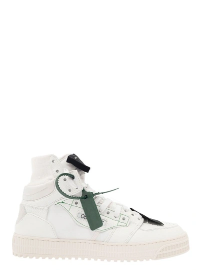 Shop Off-white 3.0 Off Court' White High Top Sneakers With Zip-tie Detail And Arrow Motif In Leather