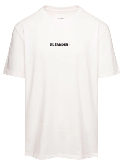 Shop Jil Sander White T-shirt With Short Sleeves And Contrasting Logo Print In Cotton
