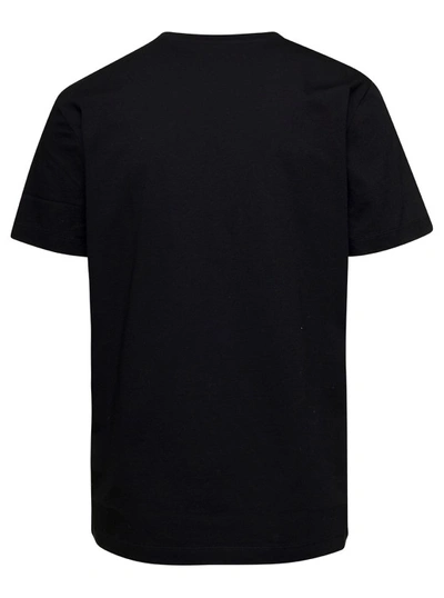 Shop Versace Black Crewneck T-shirt With Contrasting Logo Lettering Print In Cotton