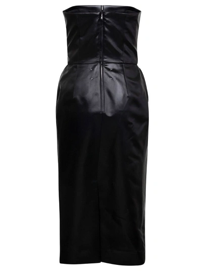 Shop Maison Margiela Back Sleeveless Bustier Midi Dress In Acetate In Black