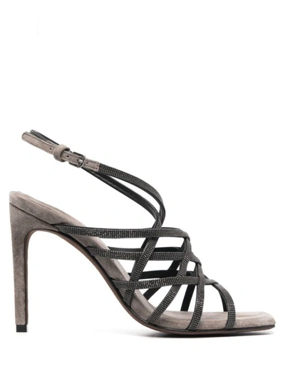 Shop Brunello Cucinelli Pairs Of Heeled Sandals In Grey