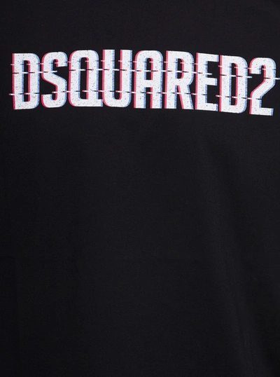 Shop Dsquared2 Black T-shirt With Two-tone Maxi Logo Print In Cotton