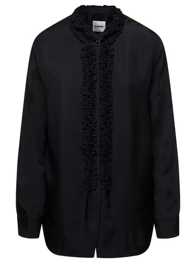 Shop Jil Sander Black Shirt With Ruches In Viscose