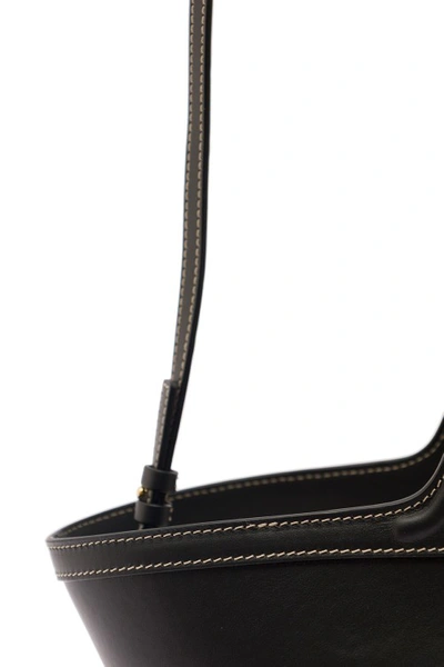 Shop Marni Tropicalia Small' Black Handbag With Embossed Logo And Contrasting Stitch In Leather