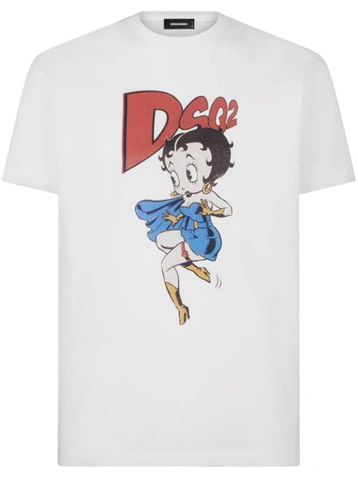 Shop Dsquared2 X Betty Boop Cotton T-shirt In White