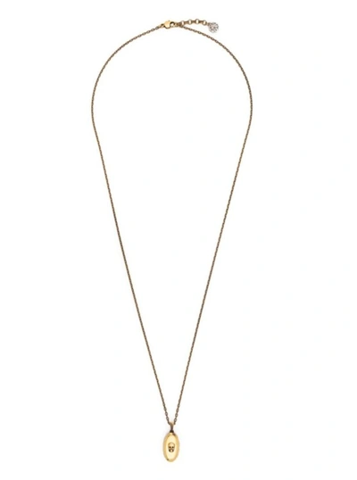 Shop Alexander Mcqueen Gold-colored Chain Necklace With Skull Charm In Brass