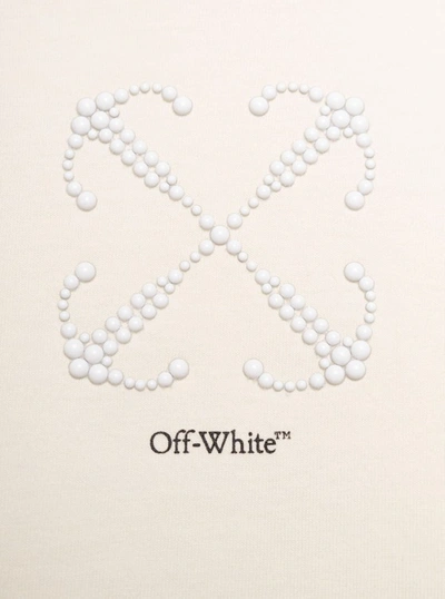 Shop Off-white Small Arrow Pearls Crop Tee Beige In Neutrals