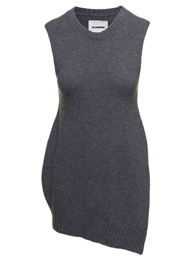 Shop Jil Sander Grey Two-piece Sweater With High-neck In Wool