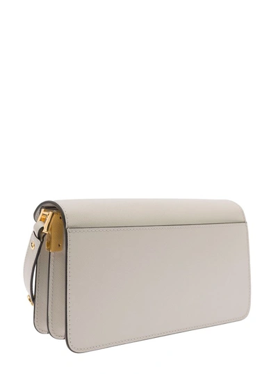 Shop Marni Trunk' White Shoulder Bag With Push-lock Fastening In Leather In Grey