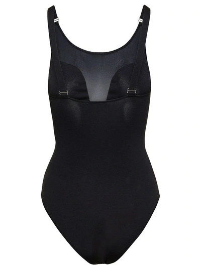 Shop Alexander Mcqueen Black Body-suit With Mesh Details And Adjustable Strap In Silk Blend