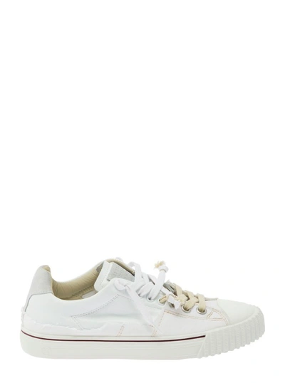 Shop Maison Margiela White New Evolution Lace-up Sneakers In Leather