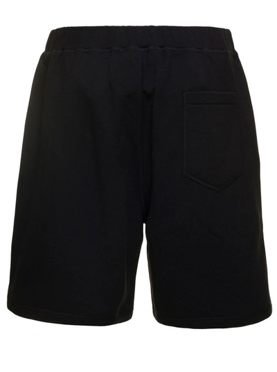 Shop Dsquared2 Black Shorts With Logo X Pacman Print In Cotton