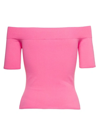 Shop Alexander Mcqueen Pink Off-the-shoulders Top In Viscose Blend