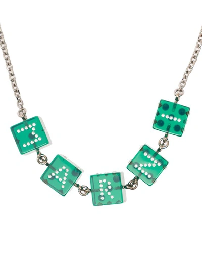 Shop Marni Chain Necklace With Branded Dice-shaped Charms In Green Transparent Resin In Not Applicable