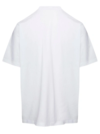 Shop Dsquared2 White Crewneck T-shirt With Palms Logo Print In Cotton Jersey