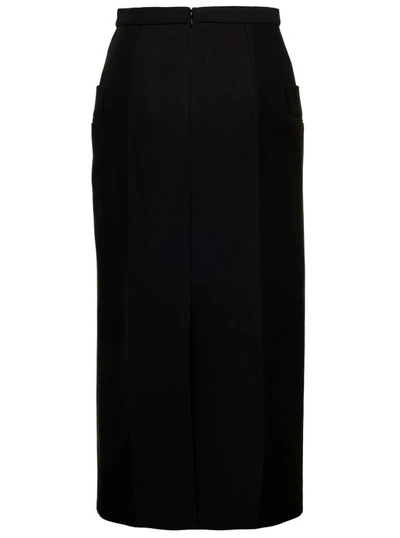 Shop Alexander Mcqueen Black Long Sartorial Skirt With Front Split In Wool