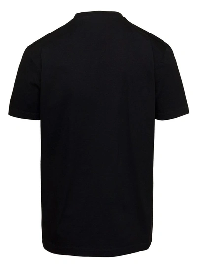 Shop Dsquared2 Black Crewneck T-shirt With Front Logo Print In Cotton