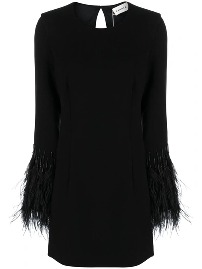 Shop P.a.r.o.s.h . Feather-detail Cut-out Minidress In Nero
