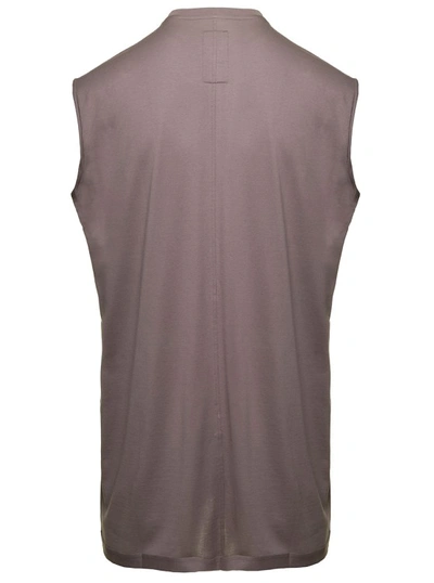 Shop Rick Owens Tarp T' Grey Sleeveless Top With Small Pentagram Embroidery In Cotton