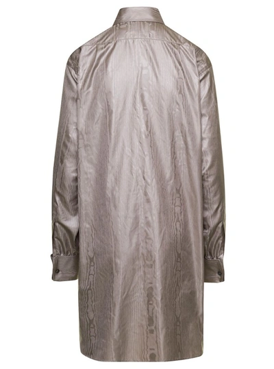 Shop Maison Margiela Beige Oversze Poly Moire Shirt In Polyester In Grey