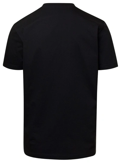 Shop Dsquared2 Black Crewneck T-shirt With D2 Surf Beach Logo On The Chest In Cotton