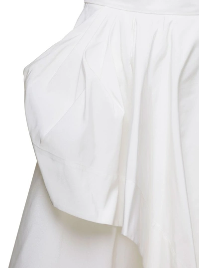 Shop Alexander Mcqueen White Draped Round Asymmetric Skirt In Polyfaille