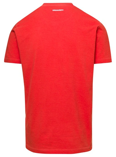 Shop Dsquared2 Red Honda Crew Neck T-shirt With Logo Print On The Chest In Cotton