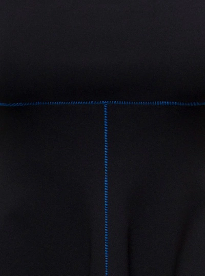Shop Marni Mini Black Flared Dress With Contrasting Stitching In Stretch Fabbric