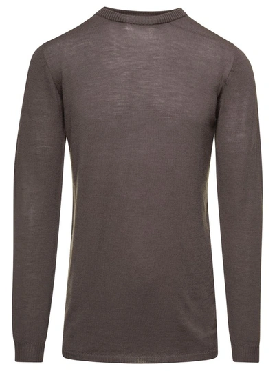 Shop Rick Owens Beige Biker T-shirt With Long Sleeves In Wool In Brown