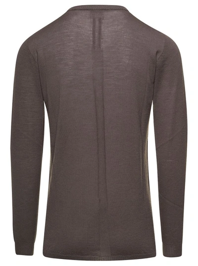 Shop Rick Owens Beige Biker T-shirt With Long Sleeves In Wool In Brown
