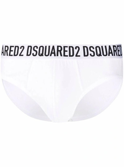 Shop Dsquared2 White Cotton Briefs With Logo