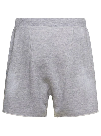 Shop Dsquared2 Grey Bermuda Shorts With Studs Detailing And Paint Stains In Cotton Blend