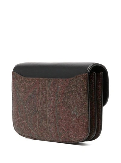 Shop Etro Black 'arnica' Crossbody Bag With 'paisley' Motif In Cotton Blend